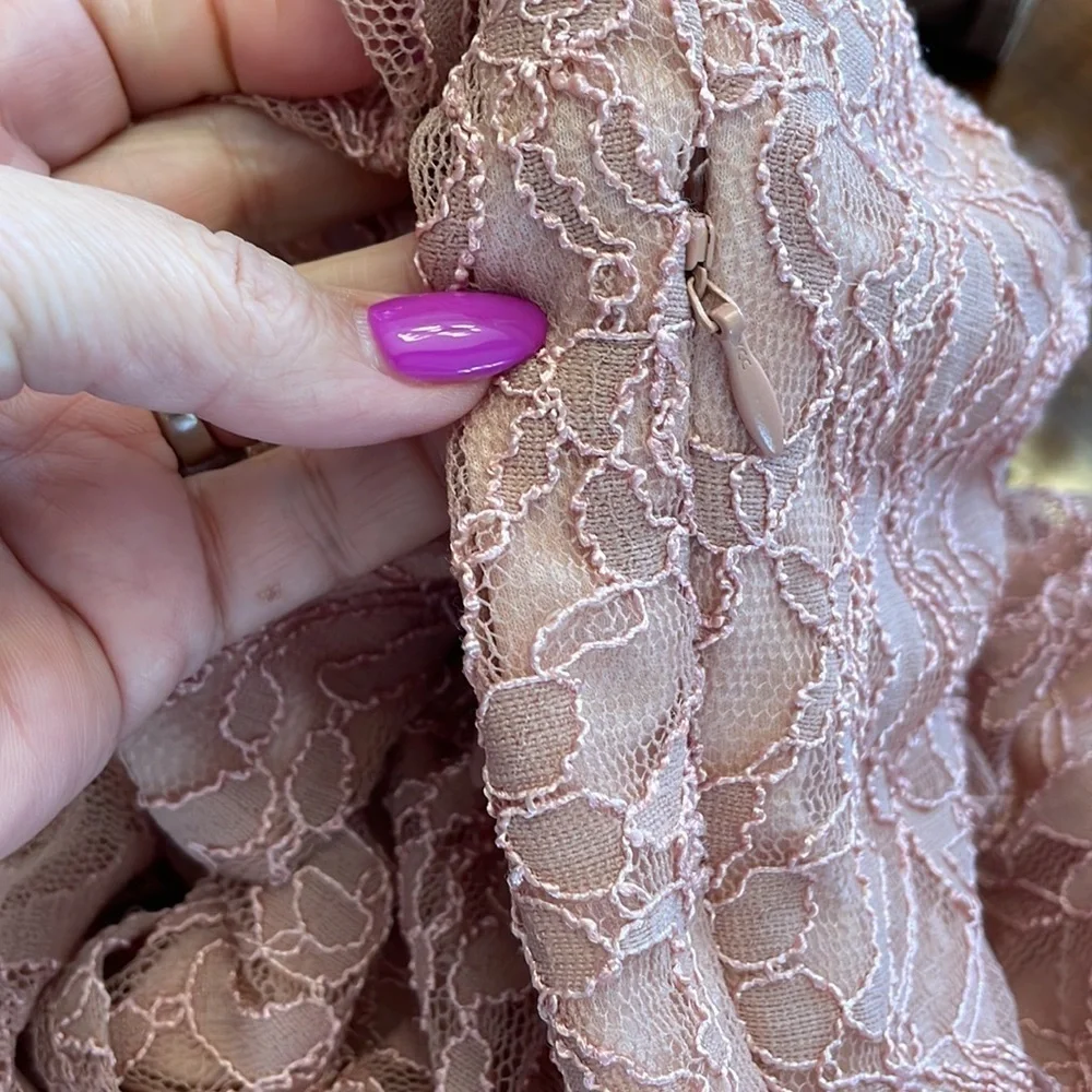 Pippa & Julie girls long sleeve LACE stretch formal dress blush pink size 14
